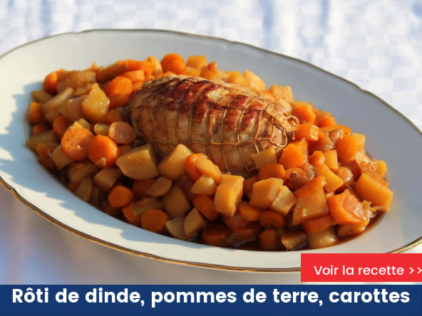 Rôti de dinde aux pommes de terre et carottes